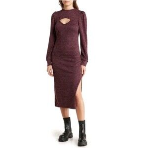 Walter Baker Sweater Dress Sz XL Purple    Long Sleeve Keyhole